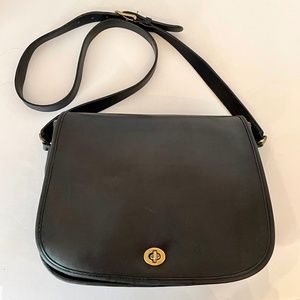 Vintage COACH Ranch Bag Black Glove Tanned Leather USA 9852 Rare